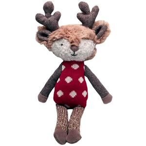 Christmas Sock Monkey Plush Reindeer Stuffed Animal Toy Tree Topper RARE 2016